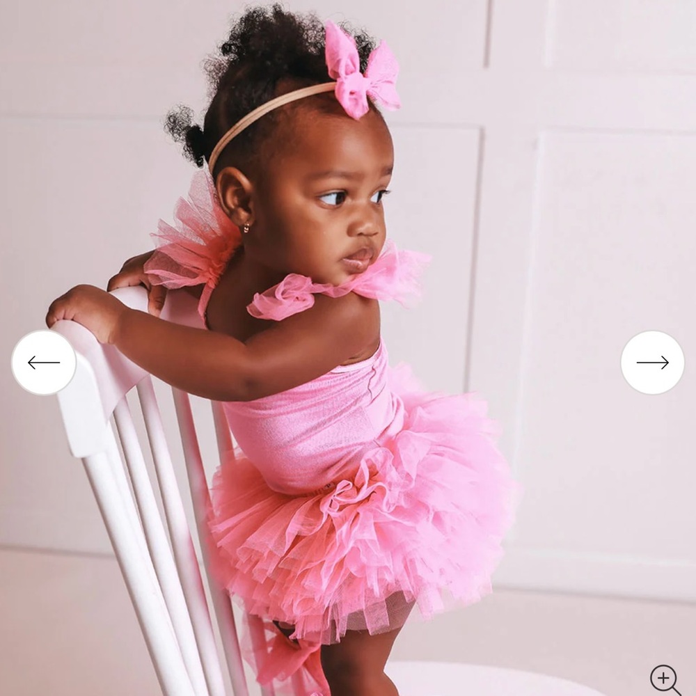 POSH PEANUT Pink Bodysuit Tutu Dress W/ Matching Headband; 12-18 Months